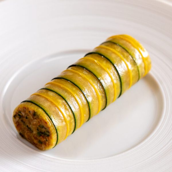 Chantarelle and courgette rouleaux