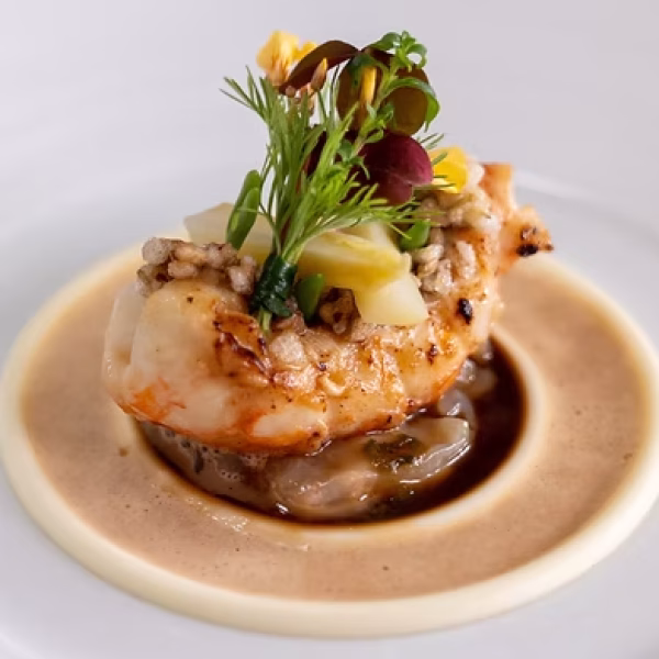 Langoustine & white asparagus dish