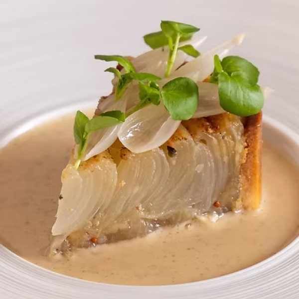 Onion & Mustard Tart with Brioche and Mustard Sauce!