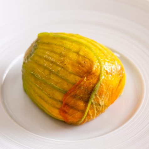 Smoked ricotta stuffed courgette flowers