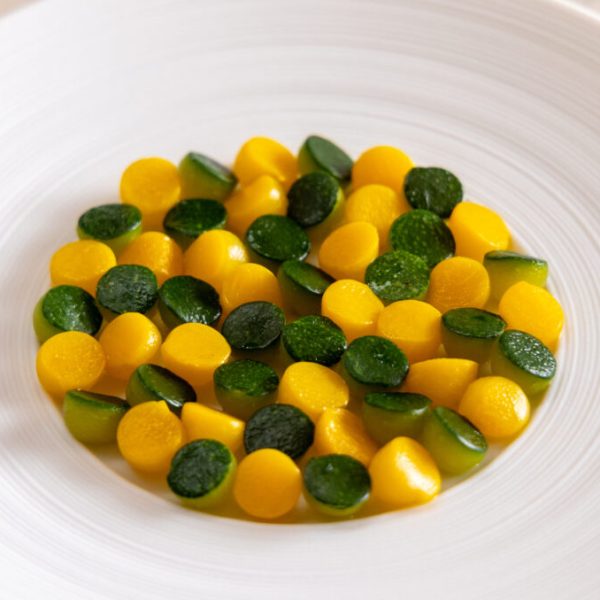 Marinated courgette balls