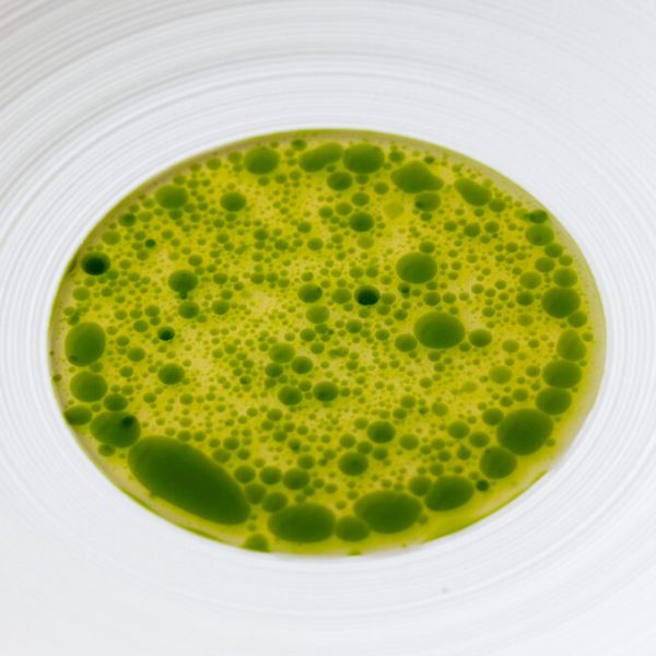 Tomato & fig leaf broth / vinaigrette